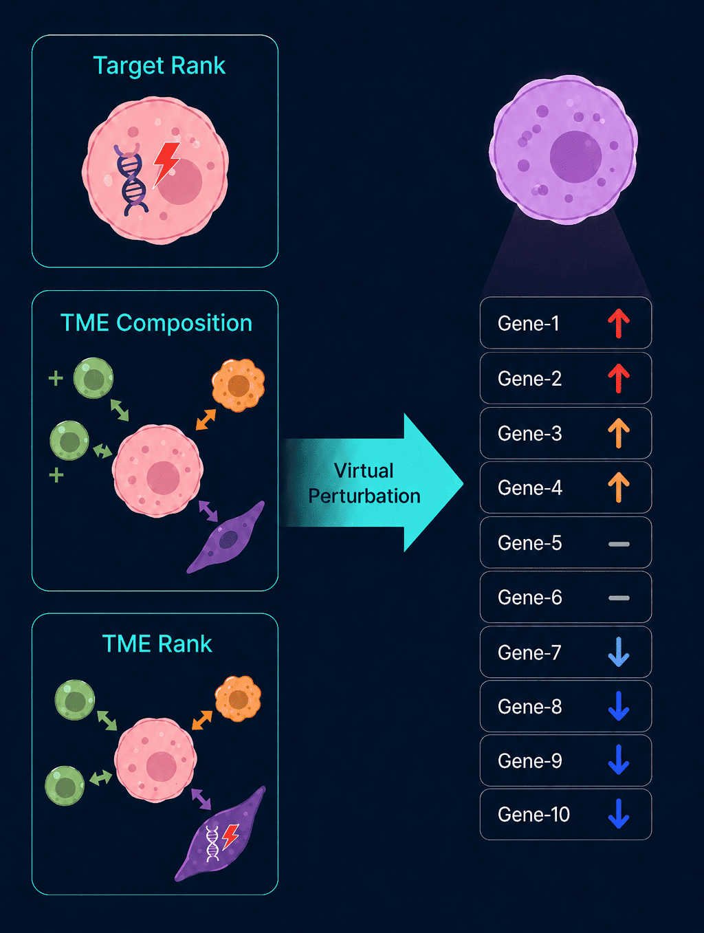 ISP Virtual Perturbation: input perturbation types and output marker gene response